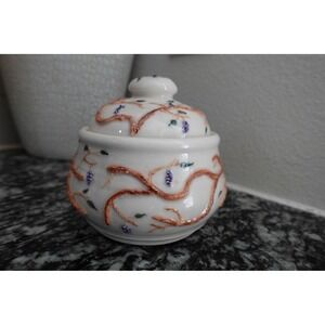 Pottery high gloss raised grapes vines 2pc home accent trinket‎ box